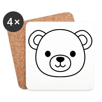 Teddybär Gesicht - Untersetzer (4er-Set) - Weiß - Vorne