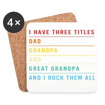 Papy Petit-fils Grand-père Grand-père - Dessous de verre (lot de 4) - blanc - Devant