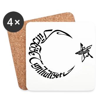 Logo Atatürk en Turquie - Dessous de verre (lot de 4) - blanc - Devant