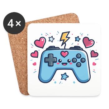 Kawaii Game Controller Heart Design - Coasters (set of 4) - white - Front