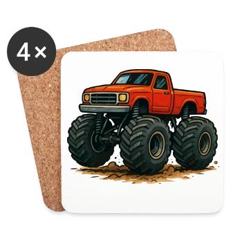 Red Monster Truck Offroad - Coasters (set of 4) - white - Front