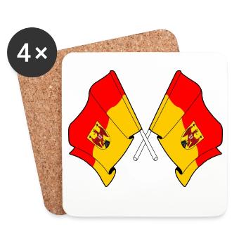 Drapeaux du Burgenland Traversés - Dessous de verre (lot de 4) - blanc - Devant