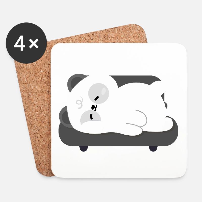 Pisolino stanco di panda sul divano - Sottobicchieri (set da 4 pezzi) - bianco