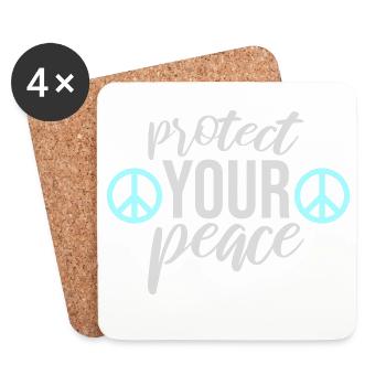 Protect Your Peace Mental Health Mindfulness - Coasters (set of 4) - white - Front
