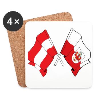 Drapeau de l’Autriche-Tyrol franchi - Dessous de verre (lot de 4) - blanc - Devant