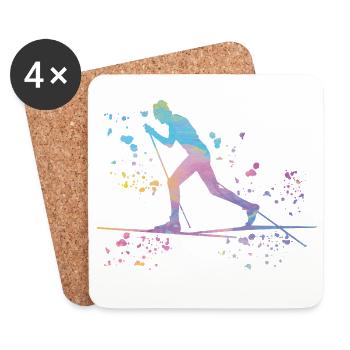 Cross-country skiing Cross-country skiing - Coasters (set of 4) - white - Front