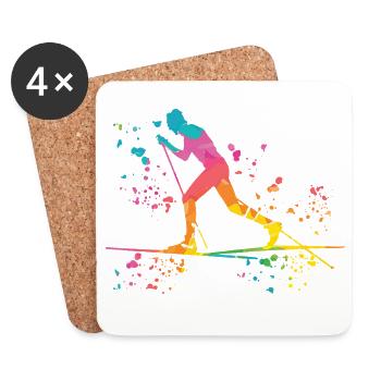 Cross-country skiing Cross-country skiing - Coasters (set of 4) - white - Front