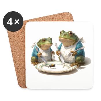 Dîner de grenouille : Mouche dans une assiette - Dessous de verre (lot de 4) - blanc - Devant