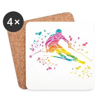 Alpine skiing Winter sports Nordic skiing - Coasters (set of 4) - white - Front