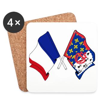 Pays de la Loire + drapeau français croisé - Dessous de verre (lot de 4) - blanc - Devant
