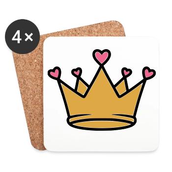 Cute Princess Crown Hearts Vector - Coasters (set of 4) - white - Front