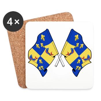 Drapeaux du Dauphiné croisés - Dessous de verre (lot de 4) - blanc - Devant