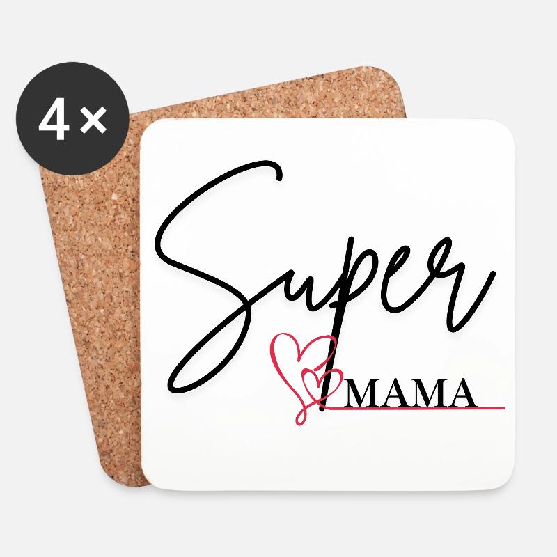 Super-Mama - Untersetzer (4er-Set) - Weiß