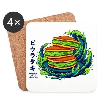 Lebendige Matcha-Pfannkuchen mit Japanese Wave - Untersetzer (4er-Set) - Weiß - Vorne