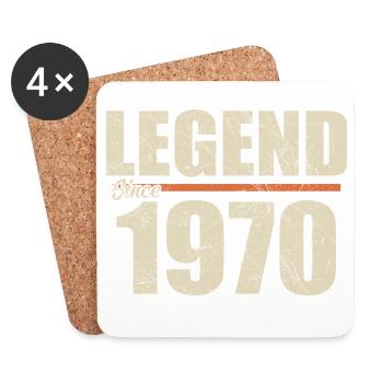 Anniversaire 1970 | Légende depuis 1970 - Dessous de verre (lot de 4) - blanc - Devant