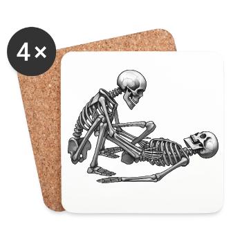 SKELETONS IN LOVE #3 - black & white - Coasters (set of 4) - white - Front