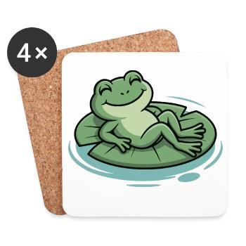 Chill frog on leaf pillow - Coasters (set of 4) - white - Front