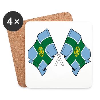 Drapeaux du Derbyshire croisés - Dessous de verre (lot de 4) - blanc - Devant