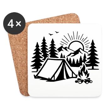 Tent Nature Outdoor Camp - Coasters (set of 4) - white - Front