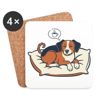 Propulsé par Coffee & Dog Dreams - Dessous de verre (lot de 4) - blanc - Devant