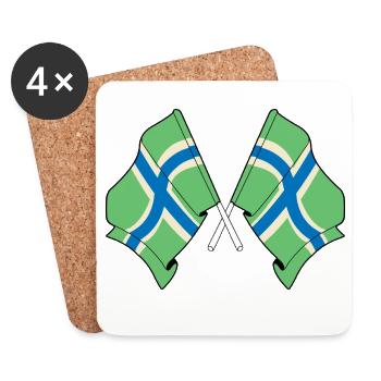 Drapeaux croisés du Gloucestershire - Dessous de verre (lot de 4) - blanc - Devant