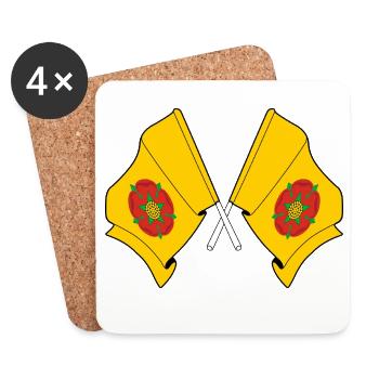 Drapeaux croisés du Lancashire - Dessous de verre (lot de 4) - blanc - Devant