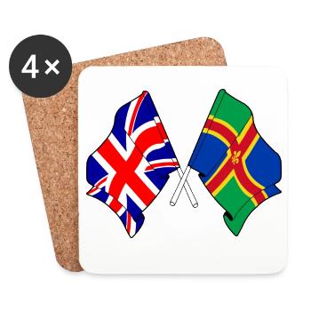 Lincolnshire flag + Great Britain - Coasters (set of 4) - white - Front