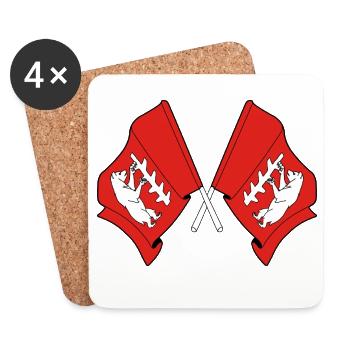 Deux drapeaux croisés du Warwickshire - Dessous de verre (lot de 4) - blanc - Devant