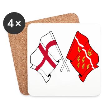 East Sussex et Angleterre croisés - Dessous de verre (lot de 4) - blanc - Devant