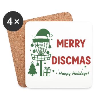 Panier de disc golf Joyeux Discmas Joyeuses Fêtes - Dessous de verre (lot de 4) - blanc - Devant