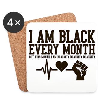 I Am Black Every Month Heartbeat Fist - Coasters (set of 4) - white - Front