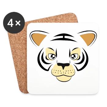 Cooles Tigergesicht-Grafik große Katzen-Wildtierkunst - Untersetzer (4er-Set) - Weiß - Vorne