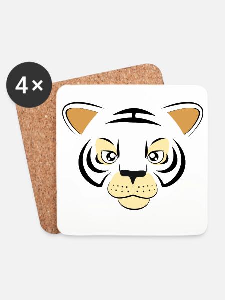 Cooles Tigergesicht-Grafik große Katzen-Wildtierkunst - Untersetzer (4er-Set) - Weiß