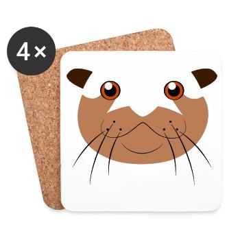 Cute Otter Face Animal Lazy DIY Costume - Coasters (set of 4) - white - Front