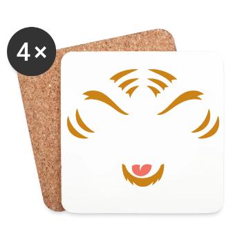 Tiger | Big Face Costume Carnival Disguise - Coasters (set of 4) - white - Front
