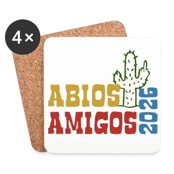Abios Amigos 2026 - Abitur - Kaktus Geschenk - Untersetzer (4er-Set) - Weiß - Vorne