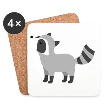 Süßer neugieriger racoon minimalistischen Stil - Untersetzer (4er-Set) - Weiß - Vorne
