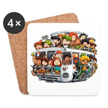 Colorful bus scene - Coasters (set of 4) - white - Front