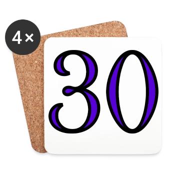 30. 30 ANS. 30e ANNIVERSAIRE. ANNIVERSAIRE 30 ANS. - Dessous de verre (lot de 4) - blanc - Devant