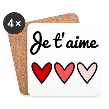 ICH LIEBE DICH. VALENTINSTAG. HERZ. LIEBE. LIEBE - Untersetzer (4er-Set) - Weiß - Vorne