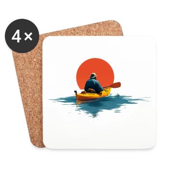 Paddlers in the sunset - Coasters (set of 4) - white - Front