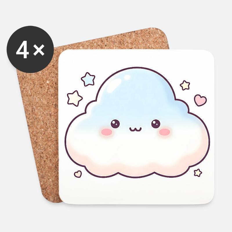 Pastellwolke Kawaii Glow Kinder Traum - Untersetzer (4er-Set) - Weiß