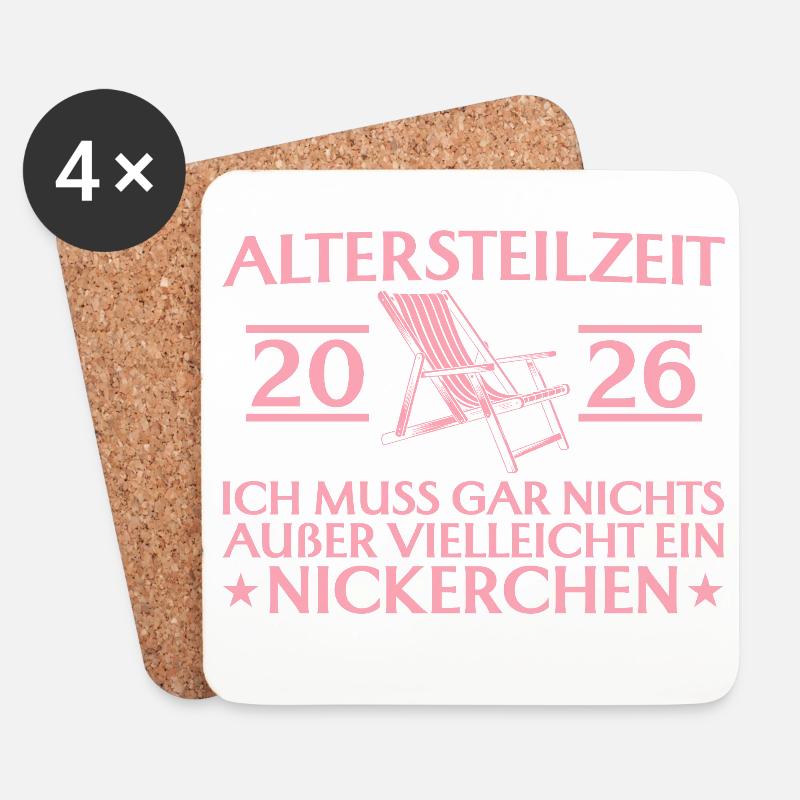 Altersteilzeit 2026 Muss nix außer Nickerchen - Untersetzer (4er-Set) - Weiß