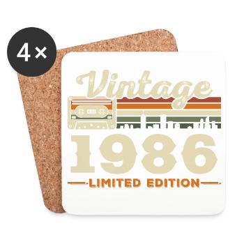 1986 Vintage Rétro Cadeau D'anniversaire - Dessous de verre (lot de 4) - blanc - Devant
