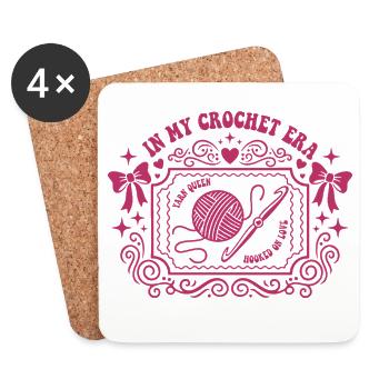 In My Crochet Era Yarn Queen Hooked On Love - Coasters (set of 4) - white - Front