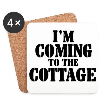 J’arrive au cottage - noir - Dessous de verre (lot de 4) - blanc - Devant