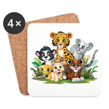 Amoureux des animaux dans la jungle - Dessous de verre (lot de 4) - blanc - Devant