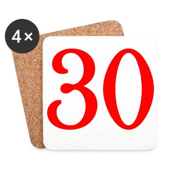 30. 30 ANS. 30e ANNIVERSAIRE. ANNIVERSAIRE 30 ANS. - Dessous de verre (lot de 4) - blanc - Devant
