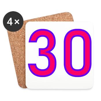 30. 30 ANS. 30e ANNIVERSAIRE. ANNIVERSAIRE 30 ANS. - Dessous de verre (lot de 4) - blanc - Devant