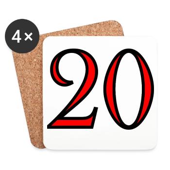 20. 20e ANNIVERSAIRE. ANNIVERSAIRE 20 ANS. 20 ANS. - Dessous de verre (lot de 4) - blanc - Devant